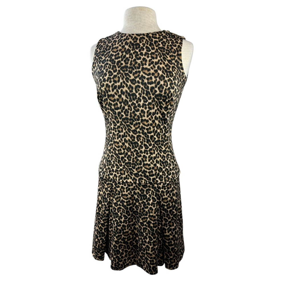 Michael Kors Leopard Print Dress Sleeveless Pleated Skirt Zipper Shoulder Size 2 - Picture 15 of 16
